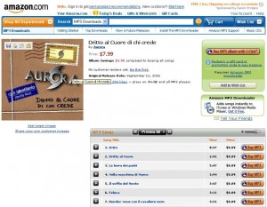 La Pagina Amazon dedicata al disco Aurora